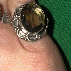Vintage sterling silver smoky topaz cocktail  Ring size 6